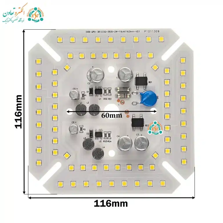 ماژول LED 150 وات 220 ولت مربع با چیپست 2835 و رنگ سفید مهتابی