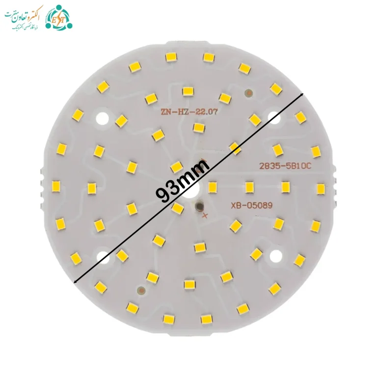 ابعاد ال ای دی SMD گرد 12 وات 300 میلی‌آمپر نچرال | قطر 93 میلی‌متر
