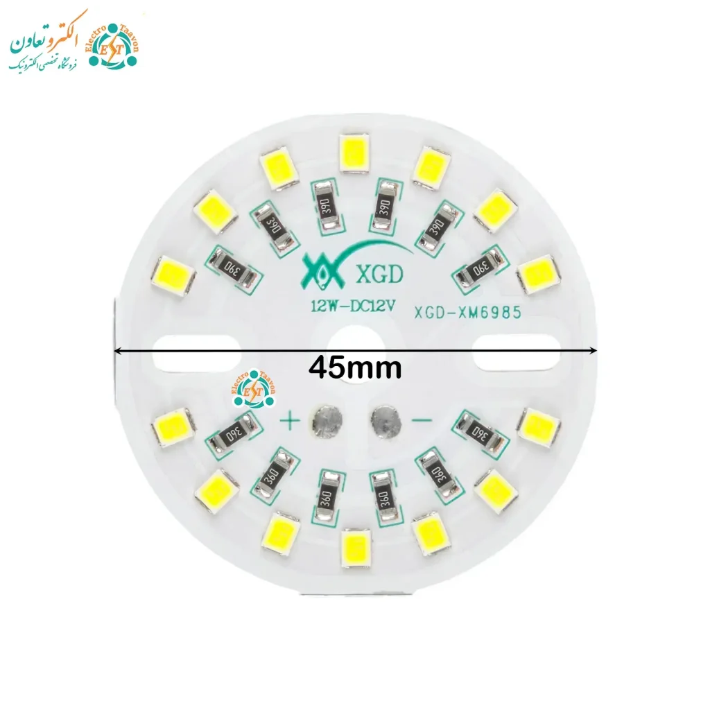 ابعاد چیپ ال ای دی 12 ولت 12 وات xgd