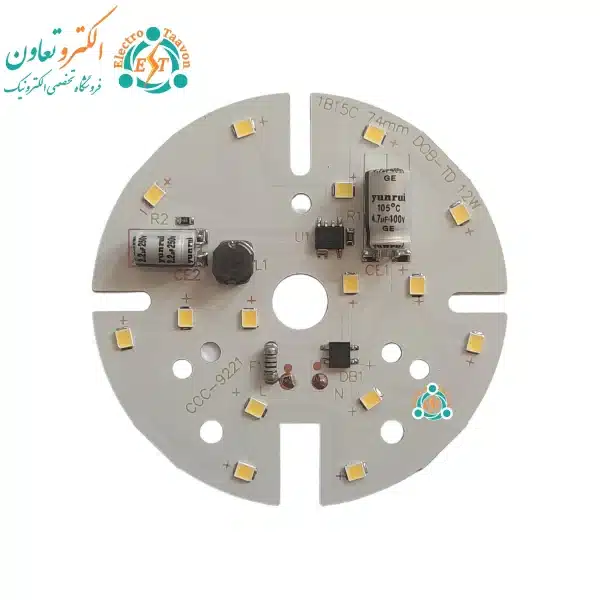 ال ای دی 12 وات 220 ولت سفید مهتابی قطر 74 میلیمتر آنتی شوک دار