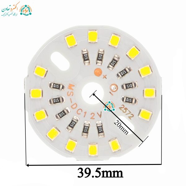 ابعاد ال ای دی 12 وات 12 ولت مهتابی برند ms