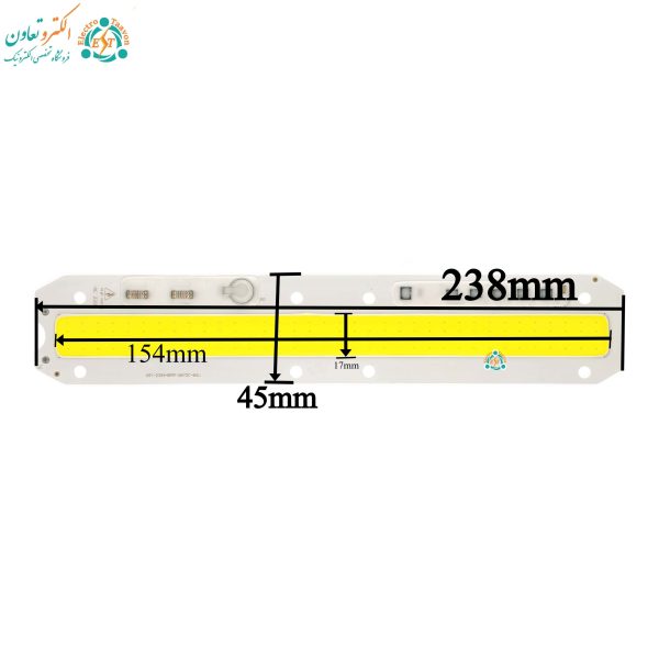 ابعاد ال‌ای‌دی 50 وات COB خطی 220 ولت سفید مهتابی کد 2B72C برند xsy