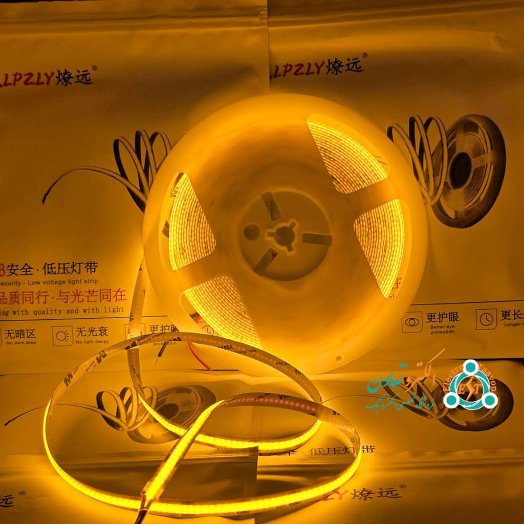 خرید ریسه LED COB زرد امبر 12V پک 10 متر