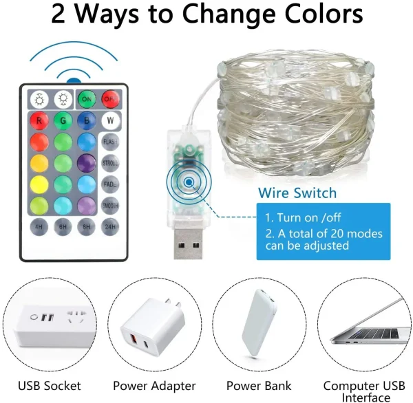 ریسه LED RGB هوشمند با اتصال USB و بلوتوث و رقص نور با موسیقی