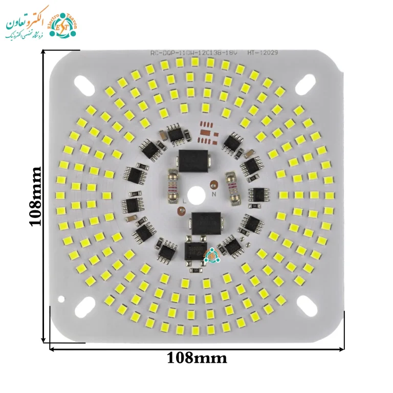 چیپ LED مربع 110 وات 220 ولت مهتابی ابعاد 108×108