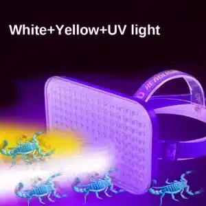 خرید هدلامپ UV بلک‌لایت 395 نانومتر بنفش شارژی | مناسب تشخیص عقرب و کاربردهای کمپ