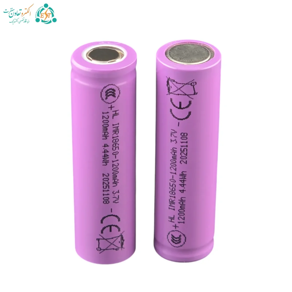باتری لیتیوم یون 3.7 ولت سایز 18650 ظرفیت 1200mAh برند HONGLI
