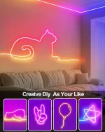 نورپردازی اتاق خواب با ریسه نئون فلکسی RGB