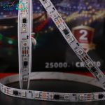 نمای نزدیک LEDهای SMD 5050 و نقاط اتصال ریسه RGB جیاتون