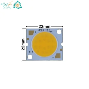 ابعاد چیپ COB ریلی ۳۰ وات آفتابی CREE؛ ۲۲×۲۲ میلی‌متر